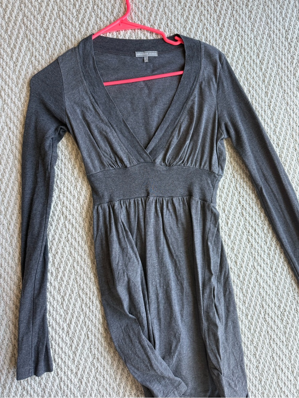 James Perse Charcoal Gray V-Neck Long Sleeve dress